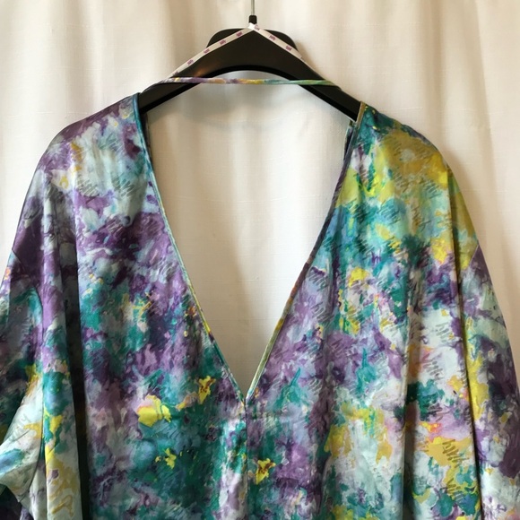 Yitty Sattin Pretty Mini Robe in Deep Sea Watercolor Size 2x - Picture 10 of 13